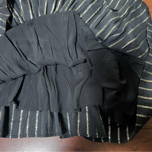 HOUSE OF HARLOW 1960 Tiered Ruffle Mini Dress Tie Shoulder Back Gold Size XS - Picture 7 of 10